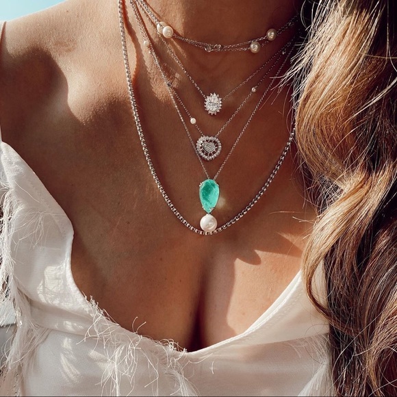 Colombian Emerald Fusion Necklace Shell Pearl - Picture 9 of 9